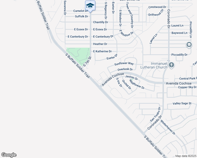 map of restaurants, bars, coffee shops, grocery stores, and more near 2275 South Buffalo Soldier Trail in Sierra Vista