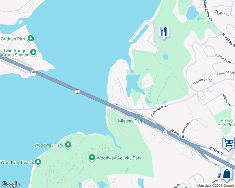 map of restaurants, bars, coffee shops, grocery stores, and more near West Highway 6 in Waco