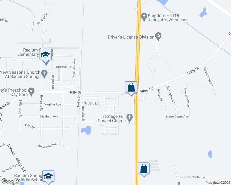 map of restaurants, bars, coffee shops, grocery stores, and more near 683 Holly Drive in Albany