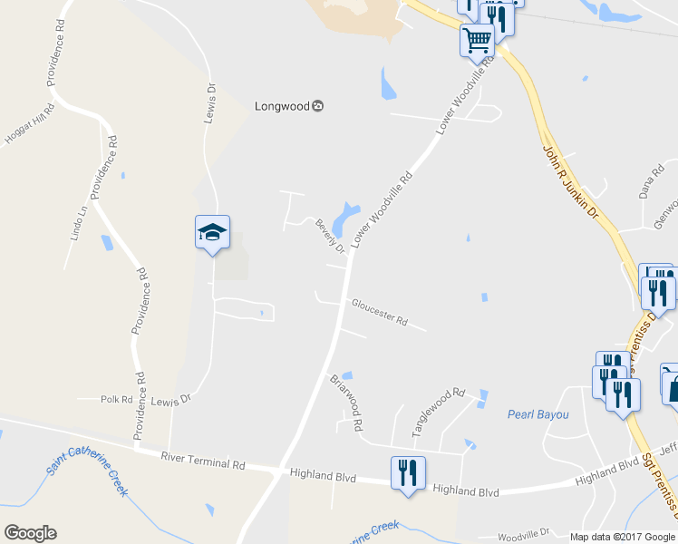 map of restaurants, bars, coffee shops, grocery stores, and more near 218 Lower Woodville Road in Natchez