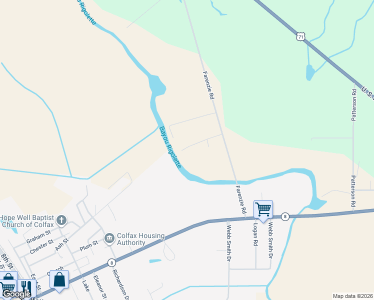 map of restaurants, bars, coffee shops, grocery stores, and more near in Colfax