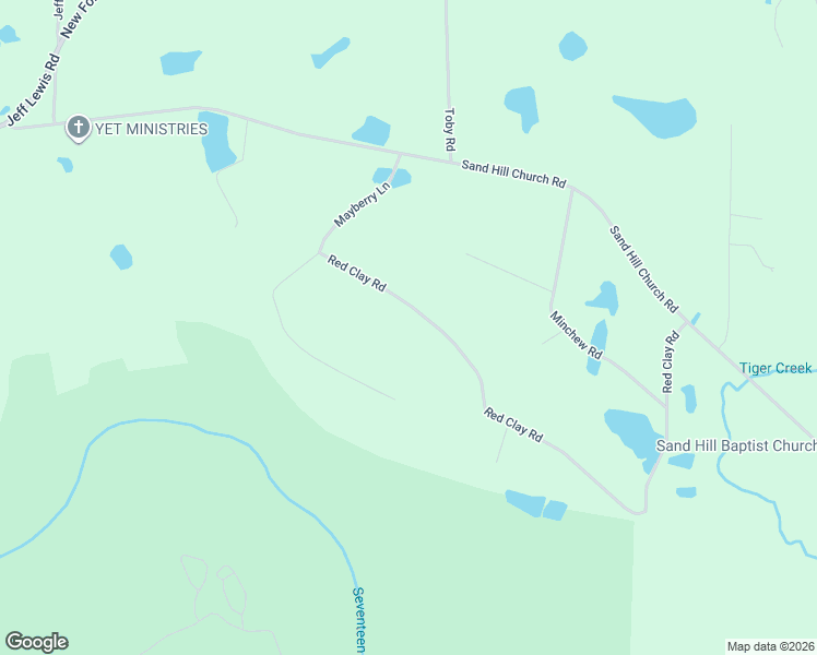 map of restaurants, bars, coffee shops, grocery stores, and more near 1143 Red Clay Road in Douglas