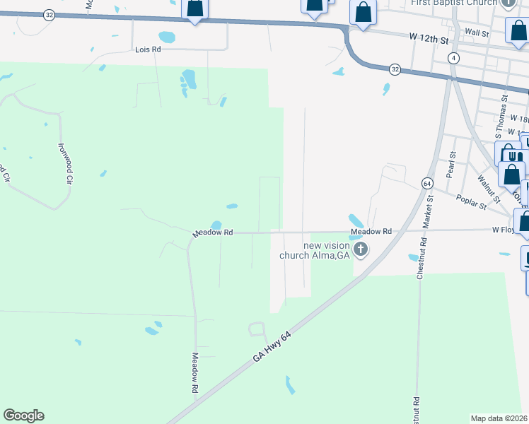 map of restaurants, bars, coffee shops, grocery stores, and more near 101 Brite Blue Drive in Alma