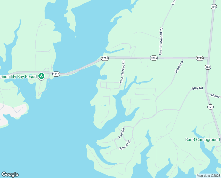 map of restaurants, bars, coffee shops, grocery stores, and more near 581-659 Pine Thicket Road in Many