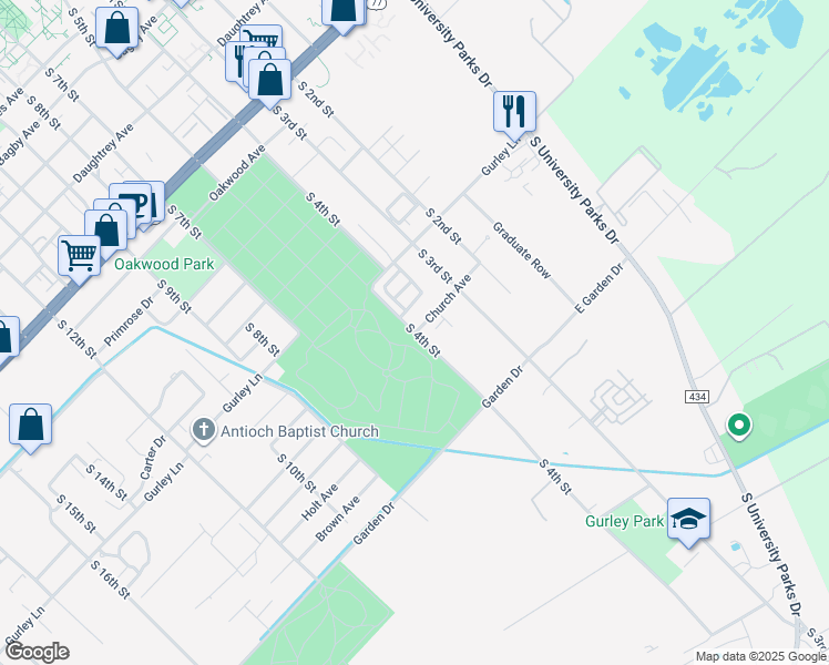 map of restaurants, bars, coffee shops, grocery stores, and more near 2799 S 4th St in Waco