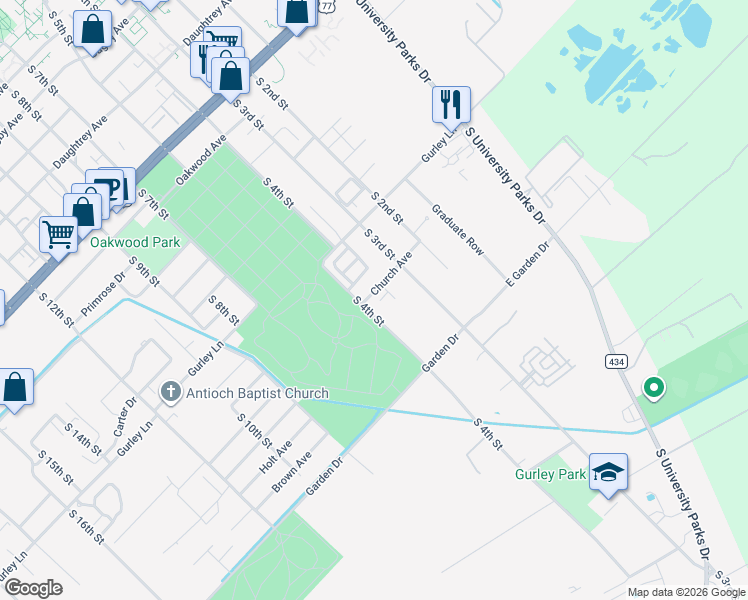 map of restaurants, bars, coffee shops, grocery stores, and more near 322 Church Avenue in Waco