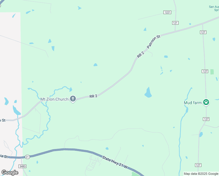 map of restaurants, bars, coffee shops, grocery stores, and more near 997 RR 2 in San Augustine