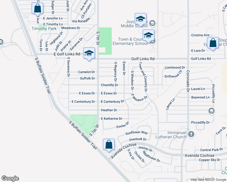map of restaurants, bars, coffee shops, grocery stores, and more near 1408 Chantilly Drive in Sierra Vista