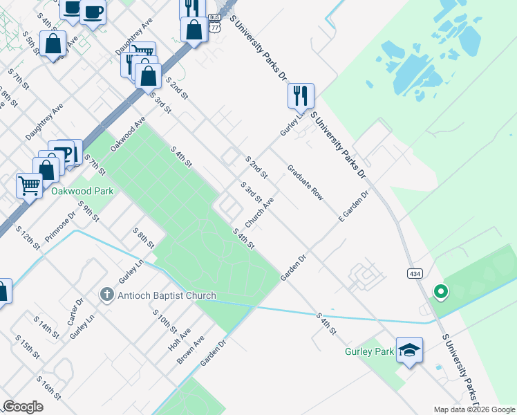 map of restaurants, bars, coffee shops, grocery stores, and more near 2629 South 3rd Street in Waco