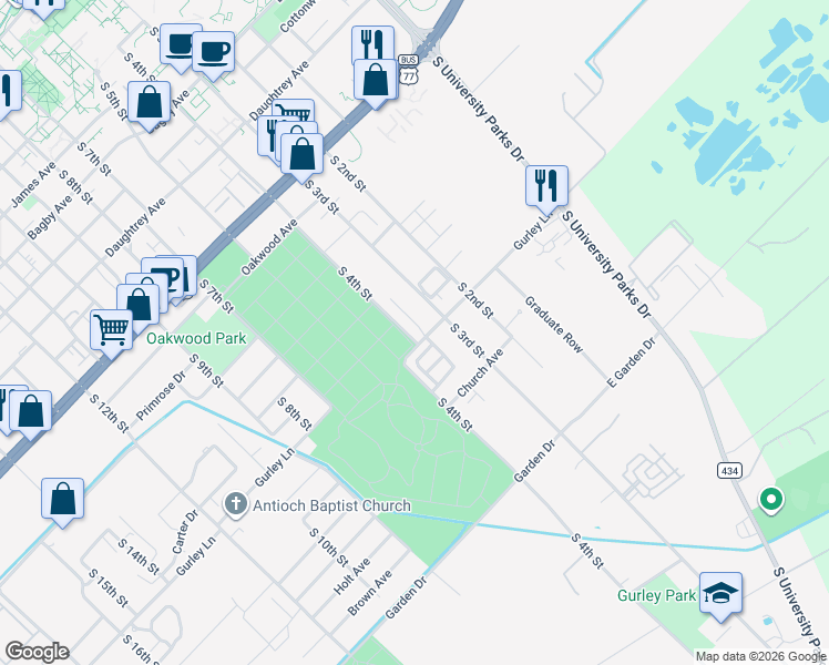 map of restaurants, bars, coffee shops, grocery stores, and more near 2537 South 3rd Street in Waco