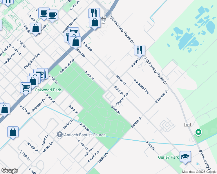 map of restaurants, bars, coffee shops, grocery stores, and more near 2537 South 3rd Street in Waco