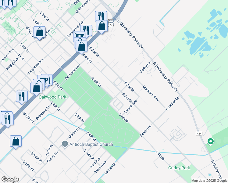 map of restaurants, bars, coffee shops, grocery stores, and more near 2537 South 3rd Street in Waco
