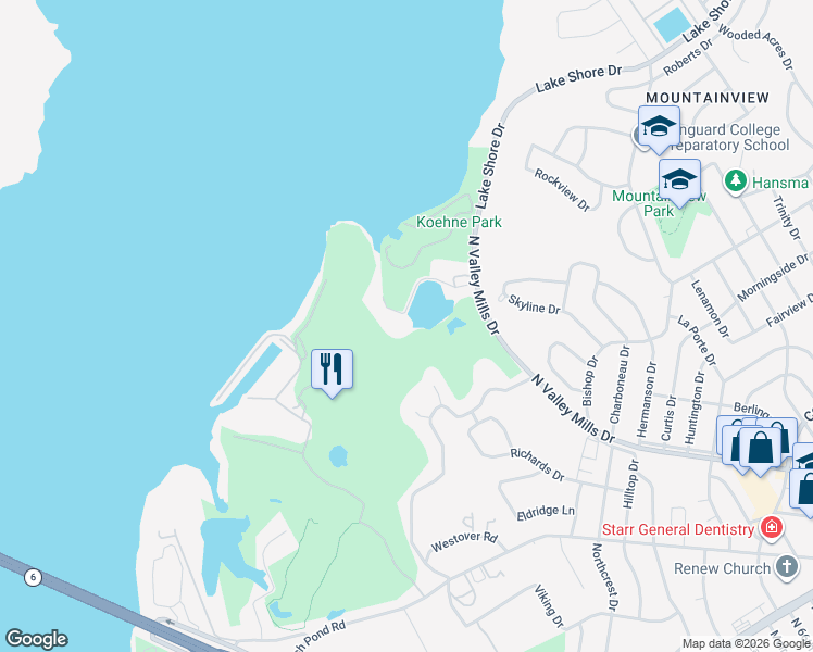 map of restaurants, bars, coffee shops, grocery stores, and more near 8 Hillandale Road in Waco