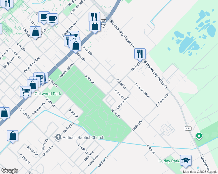 map of restaurants, bars, coffee shops, grocery stores, and more near 2537 South 3rd Street in Waco