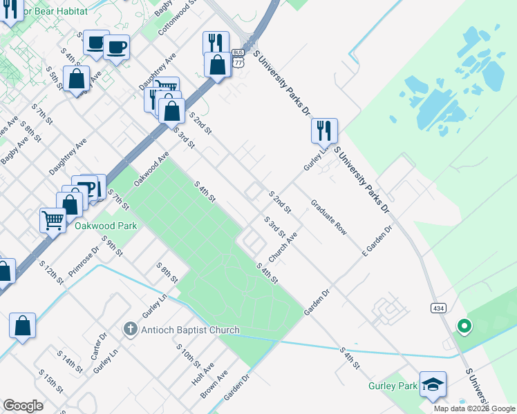 map of restaurants, bars, coffee shops, grocery stores, and more near 2537 South 3rd Street in Waco