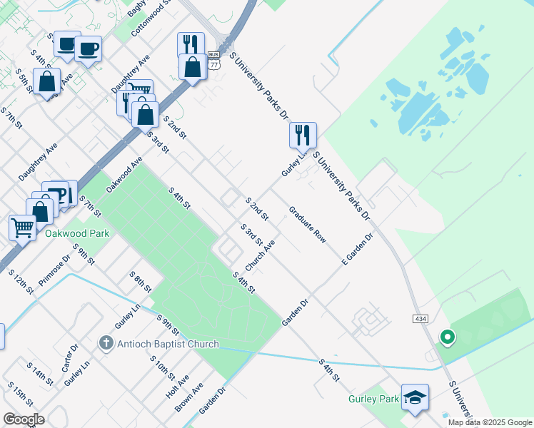 map of restaurants, bars, coffee shops, grocery stores, and more near 2614 South 2nd Street in Waco