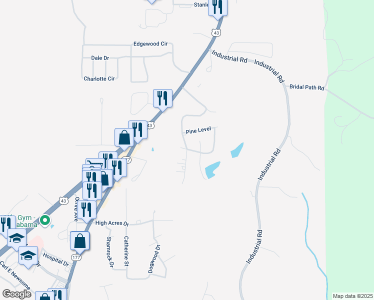 map of restaurants, bars, coffee shops, grocery stores, and more near 301 Wildwood Drive in Jackson
