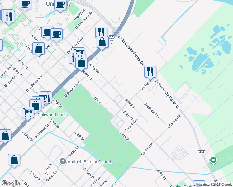 map of restaurants, bars, coffee shops, grocery stores, and more near 2441 South 2nd Street in Waco