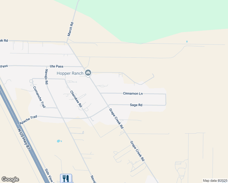 map of restaurants, bars, coffee shops, grocery stores, and more near 24 Cinnamon Lane in San Angelo