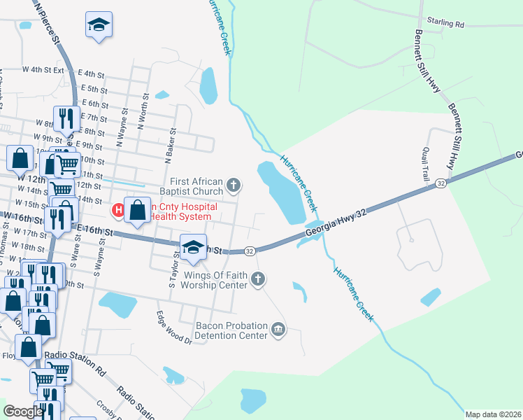 map of restaurants, bars, coffee shops, grocery stores, and more near 108 Staten Street in Alma