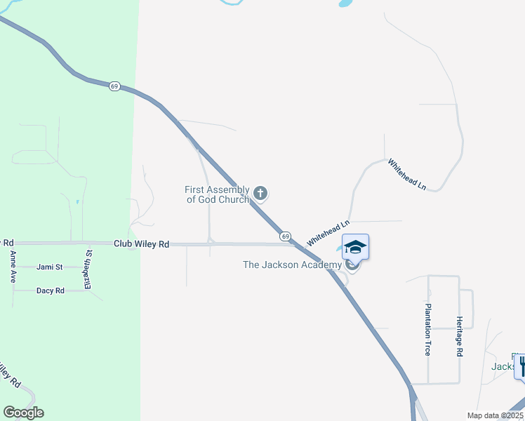 map of restaurants, bars, coffee shops, grocery stores, and more near 2404 Coffeeville Road in Jackson