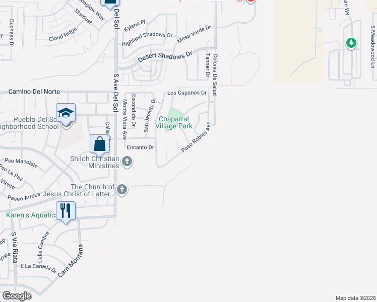 map of restaurants, bars, coffee shops, grocery stores, and more near 1375 Paso Robles Avenue in Sierra Vista