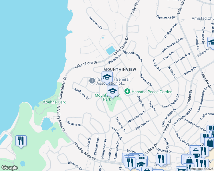 map of restaurants, bars, coffee shops, grocery stores, and more near 2517 Mount Carmel Drive in Waco