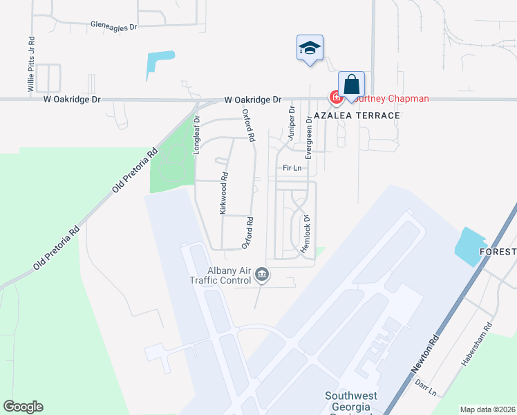 map of restaurants, bars, coffee shops, grocery stores, and more near 2128 Oxford Road in Albany