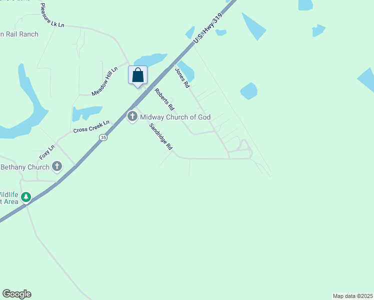 map of restaurants, bars, coffee shops, grocery stores, and more near 248 Sandridge Lane in Ocilla