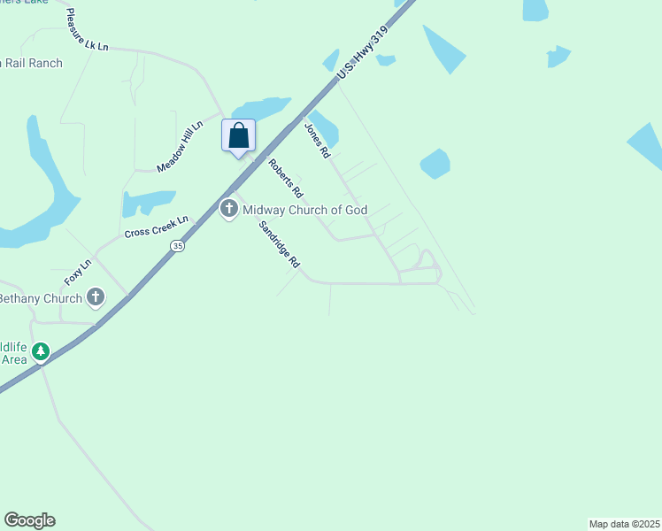 map of restaurants, bars, coffee shops, grocery stores, and more near 248 Sandridge Lane in Ocilla