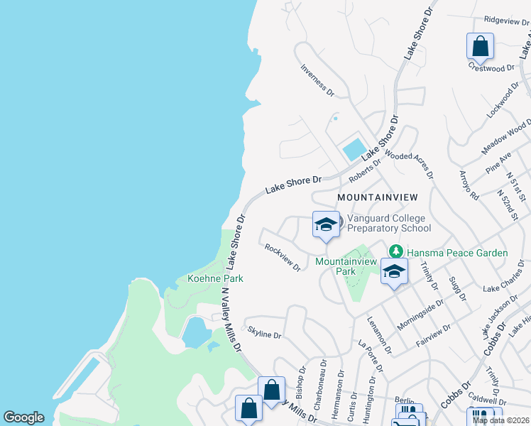 map of restaurants, bars, coffee shops, grocery stores, and more near 2717 Mountainview Drive in Waco
