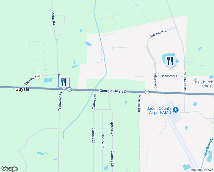 map of restaurants, bars, coffee shops, grocery stores, and more near 1971 Highway 32 East in Alma