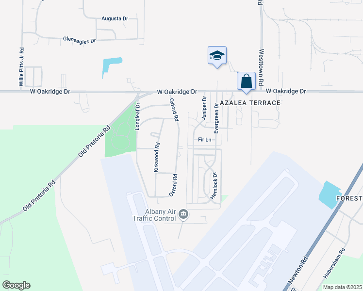 map of restaurants, bars, coffee shops, grocery stores, and more near 2114 Oxford Road in Albany