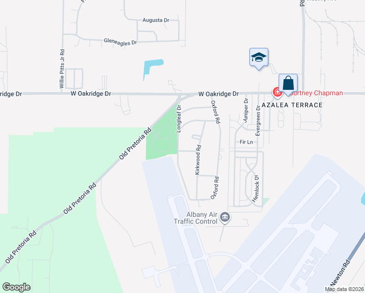 map of restaurants, bars, coffee shops, grocery stores, and more near 2124 Longleaf Drive in Albany