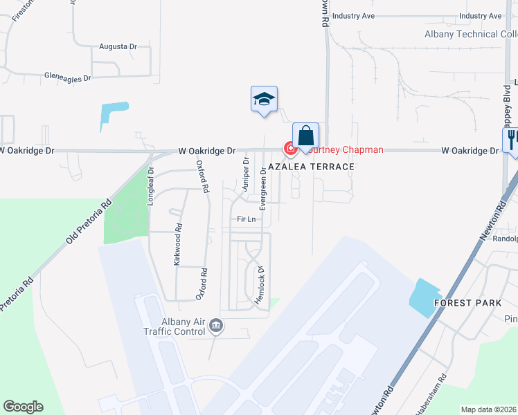 map of restaurants, bars, coffee shops, grocery stores, and more near 2021 Evergreen Drive in Albany