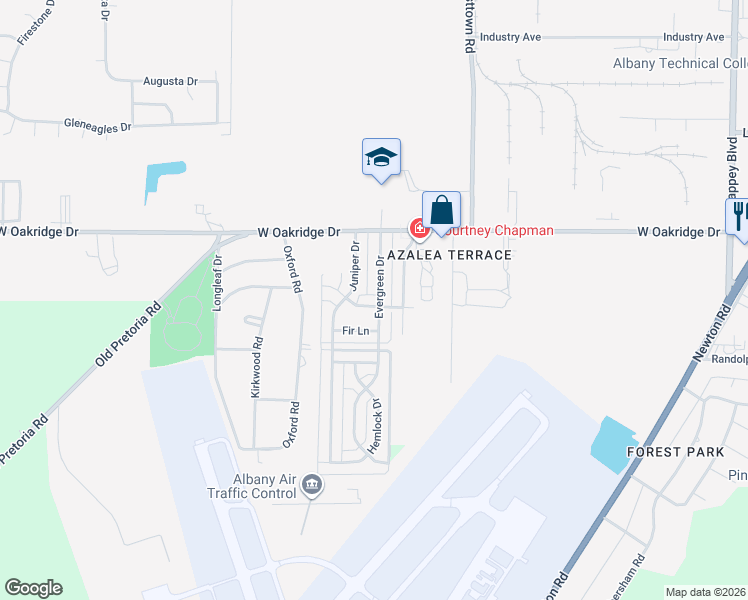 map of restaurants, bars, coffee shops, grocery stores, and more near 2021 Evergreen Drive in Albany