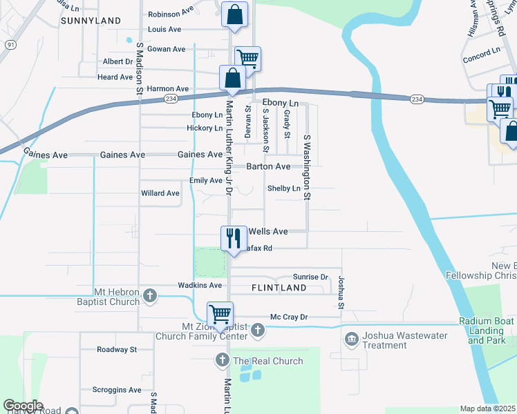 map of restaurants, bars, coffee shops, grocery stores, and more near 2603 South Jackson Street in Albany