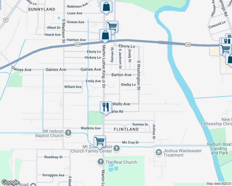 map of restaurants, bars, coffee shops, grocery stores, and more near 2603 South Jackson Street in Albany