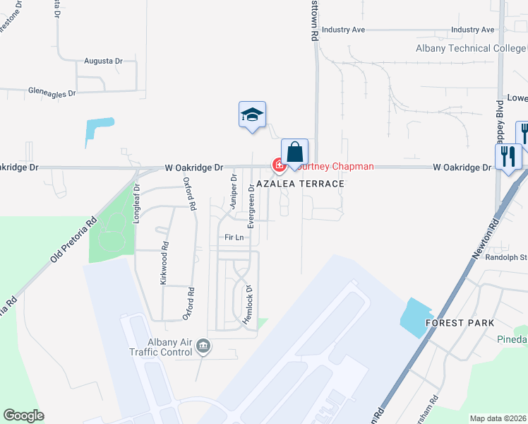 map of restaurants, bars, coffee shops, grocery stores, and more near 2018 Indica Trail in Albany