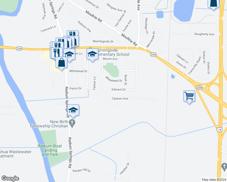 map of restaurants, bars, coffee shops, grocery stores, and more near 211 Edward Drive in Albany