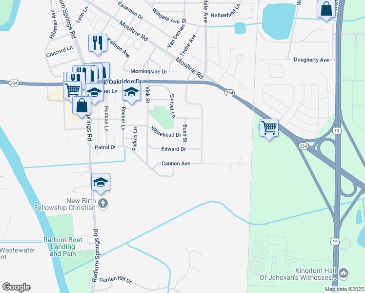 map of restaurants, bars, coffee shops, grocery stores, and more near 222 Edward Drive in Albany
