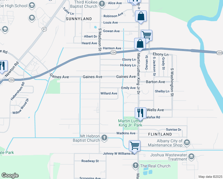 map of restaurants, bars, coffee shops, grocery stores, and more near 506 Emily Avenue in Albany