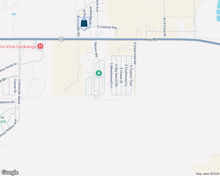 map of restaurants, bars, coffee shops, grocery stores, and more near 683-799 South Meadowood Lane in Sierra Vista