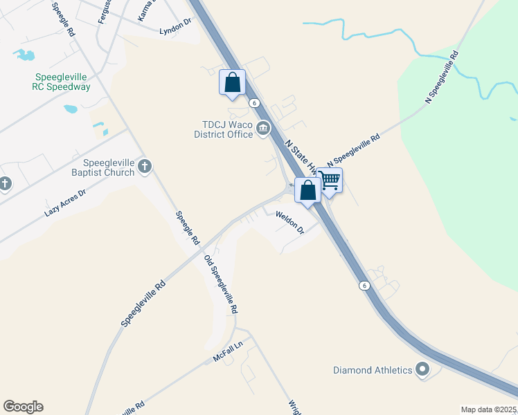 map of restaurants, bars, coffee shops, grocery stores, and more near 289 Speegleville Road in Waco