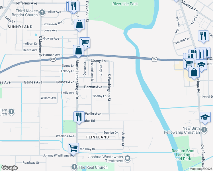 map of restaurants, bars, coffee shops, grocery stores, and more near 2236 Grady Street in Albany