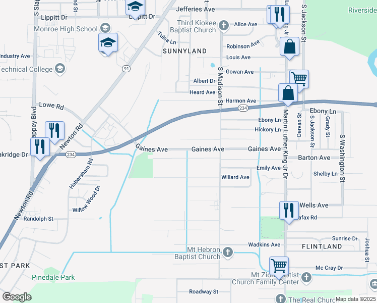 map of restaurants, bars, coffee shops, grocery stores, and more near 618 Gaines Avenue in Albany