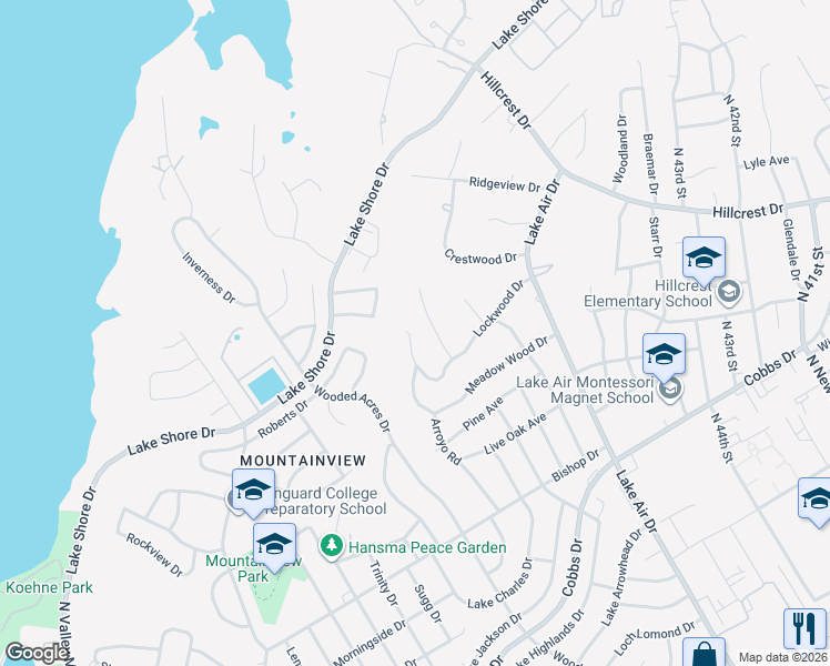 map of restaurants, bars, coffee shops, grocery stores, and more near 2700 Cedar Point Drive in Waco