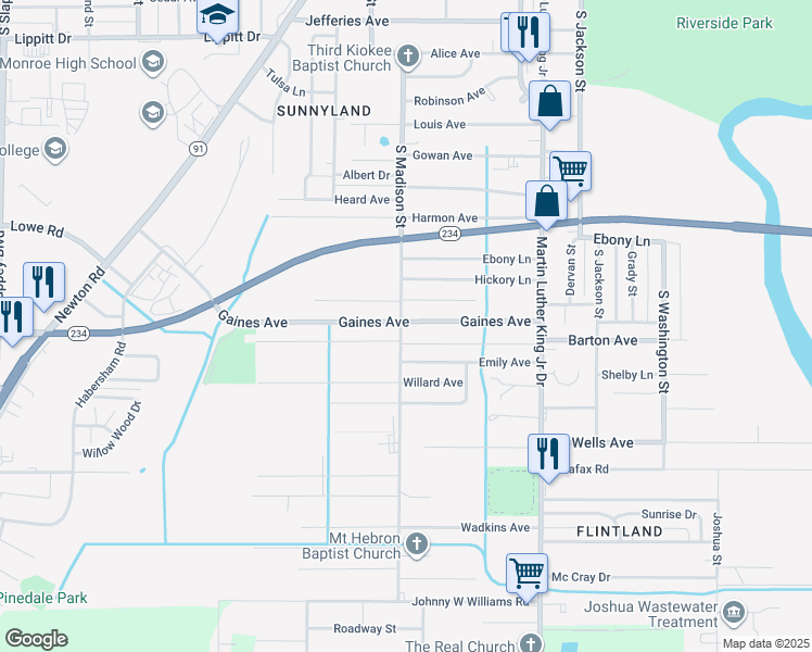 map of restaurants, bars, coffee shops, grocery stores, and more near 462 Gaines Avenue in Albany