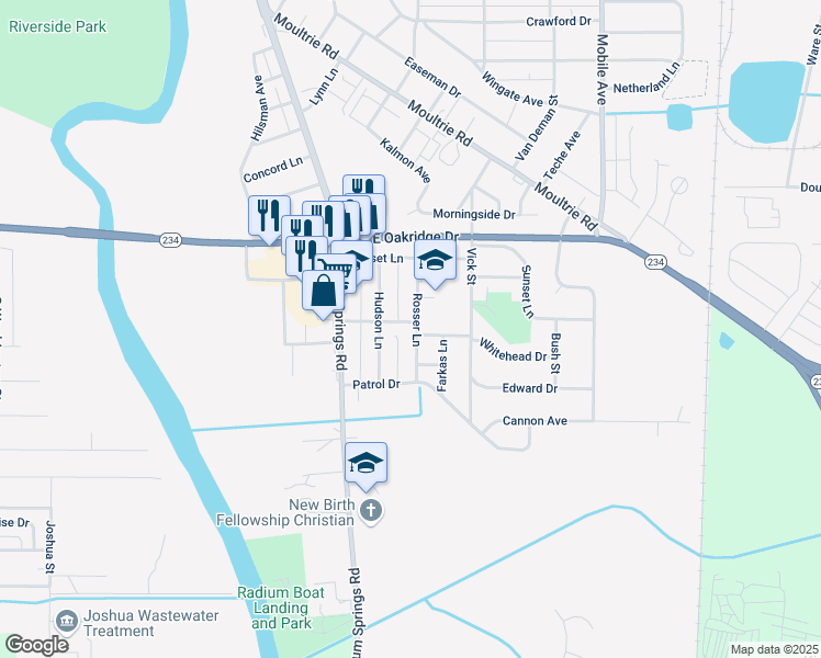 map of restaurants, bars, coffee shops, grocery stores, and more near 400 Rosser Lane in Albany