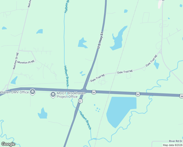 map of restaurants, bars, coffee shops, grocery stores, and more near 1051-1073 U.S. 51 in Brookhaven